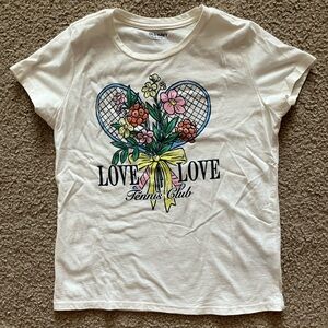 EUC Old Navy Kids' Cream "Love Love Tennis Club" Graphic Tee